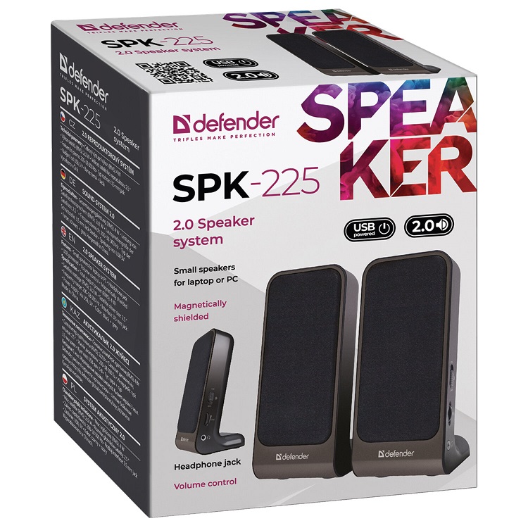 Акустическая система 2,0 DEFENDER SPK-225, 4 Вт, питание от USB, черная Акустическая система 2,0 DEFENDER SPK-225, 4 Вт, питание от USB, черная