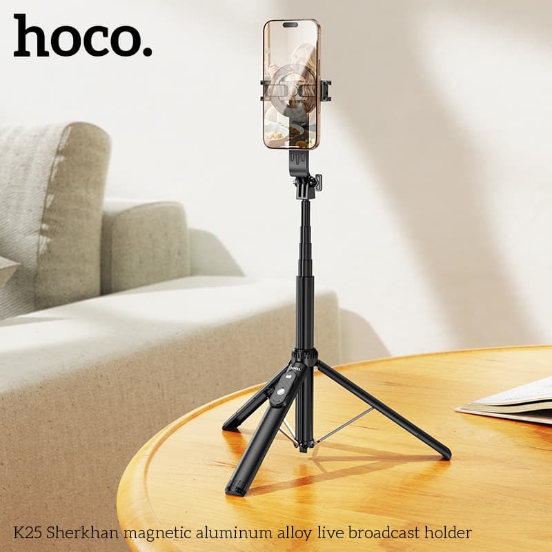Монопод для селфи Hoco K25 Magnetic трипод с пультом BT магнитный черный Монопод для селфи Hoco K25 Magnetic трипод с пультом BT магнитный черный