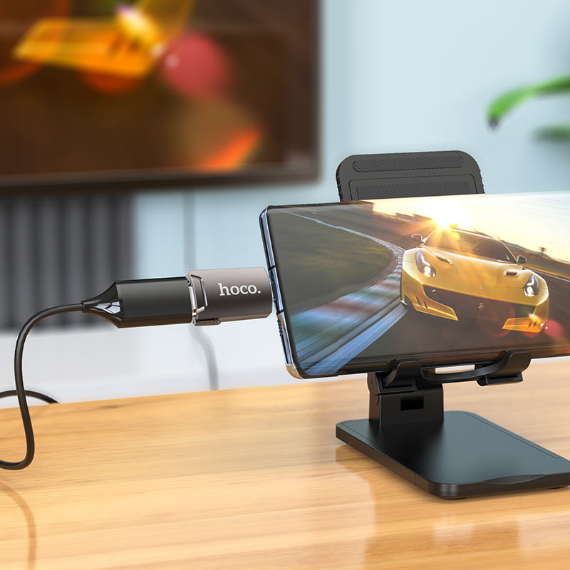 Адаптер переходник конвертер с Type-C USB на HDMI HOCO UA19 металл серый Адаптер переходник конвертер с Type-C USB на HDMI HOCO UA19 металл серый