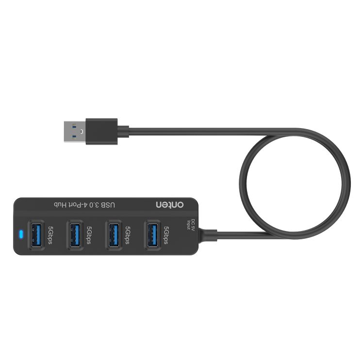 Разветвитель адаптер переходник USB 3.2 Gen1 5Gbps HUB Хаб картридер Onten OTN-5305 4в1 4USB 3.0 порта черный