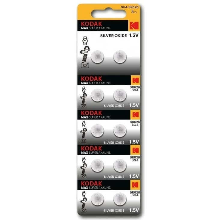 Батарейка Kodak алкалиновая SG4 (377) SR626, SR66 MAX Silver Oxid Button Cell Батарейка Kodak алкалиновая SG4 (377) SR626, SR66 MAX Silver Oxid Button Cell
