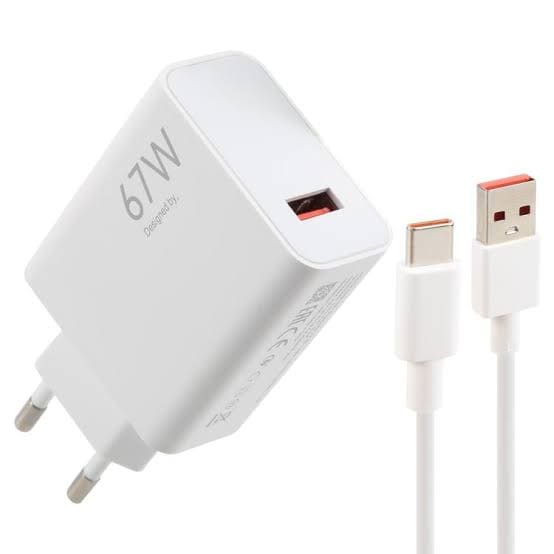 фото Сетевое зарядное устройство + кабель Type-C A22T USB-A 67W 1м белый