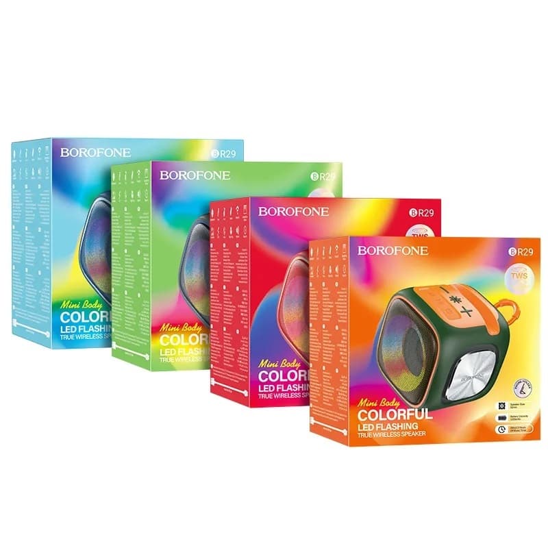 Колонка блютуз Borofone BR29  Interest sports Colorful LED 1200mAh полуночный синий