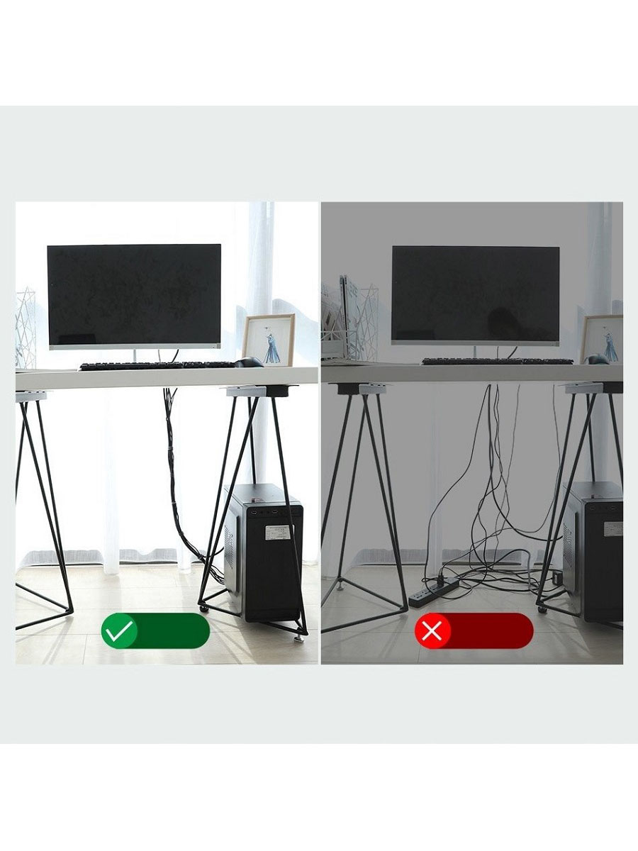 фото Органайзер лента-стяжка для проводов на липучке 1м Baseus ACMGT-E01 черный