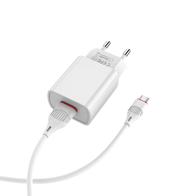 фото Сетевое зарядное устройство + кабель Micro USB Borofone BA20A 1USB 2.1A белый