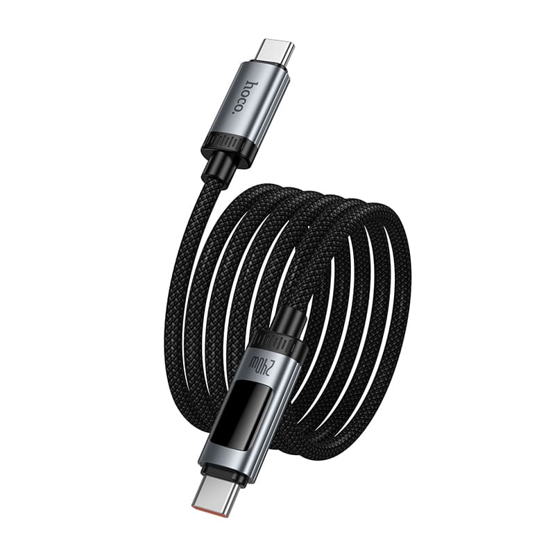 Кабель для зарядки Type-C to Type-C HOCO U148 240W 1.2м с дисплеем в оплетке черный