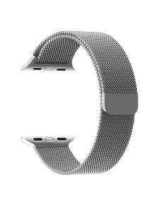 Ремешок для Apple Watch 42/44/45/49mm металлический сетчатый магнитная застежка серебро