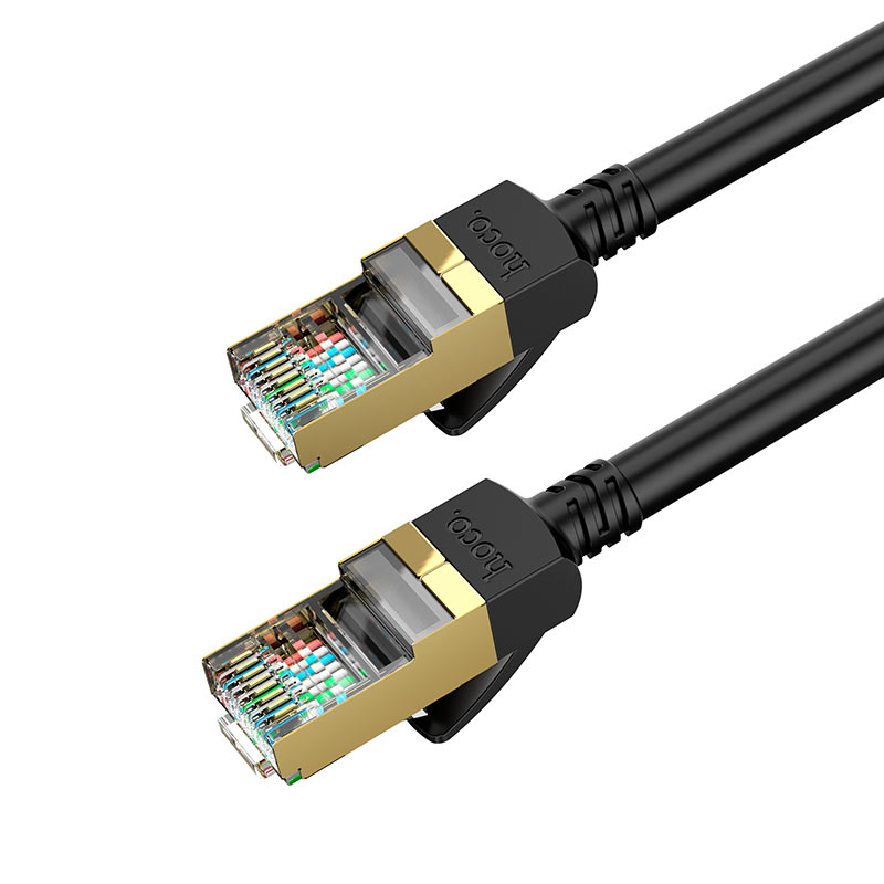 Кабель для интернета Патч-корд UTP Hoco US02 Gigabit RJ45 CAT.6 1м сетевой провод патчкорд черный