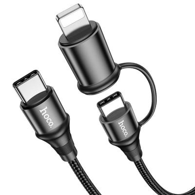 Кабель для зарядки 2 в 1 Type-C to Type-C 60W/Type-C to Lightning PD 18W HOCO X50 3A черный