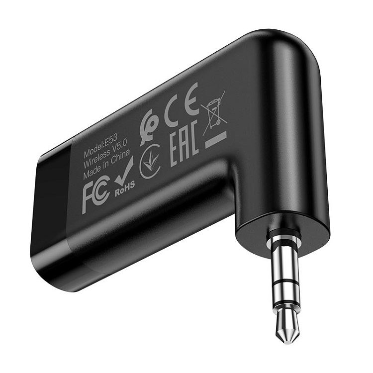 фото Блютуз aux FM трансмиттер bluetooth адаптер ресивер Hoco E53 черный