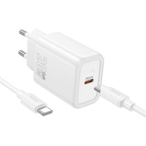 Сетевое зарядное устройство + кабель Type-C to Type-C HOCO N60 GaN PD 20W1м белый