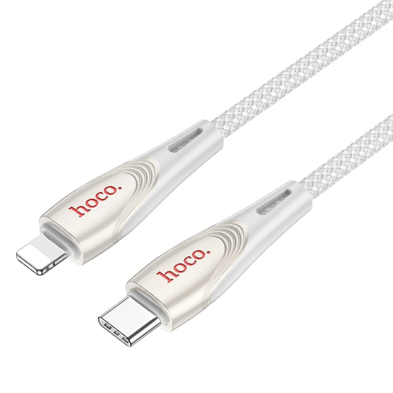 Кабель для зарядки iP Lightning to Type-C HOCO U133 PD 27W 1.2м в оплетке серый