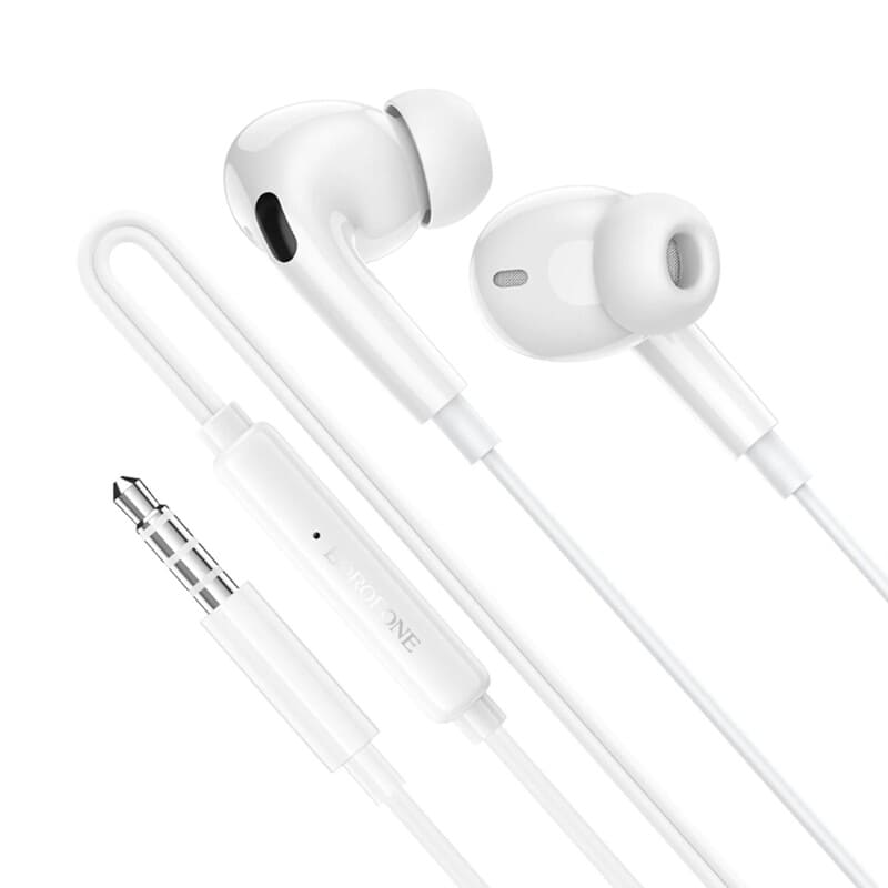 фото Наушники проводные Borofone BM100 Pro с микрофоном белые