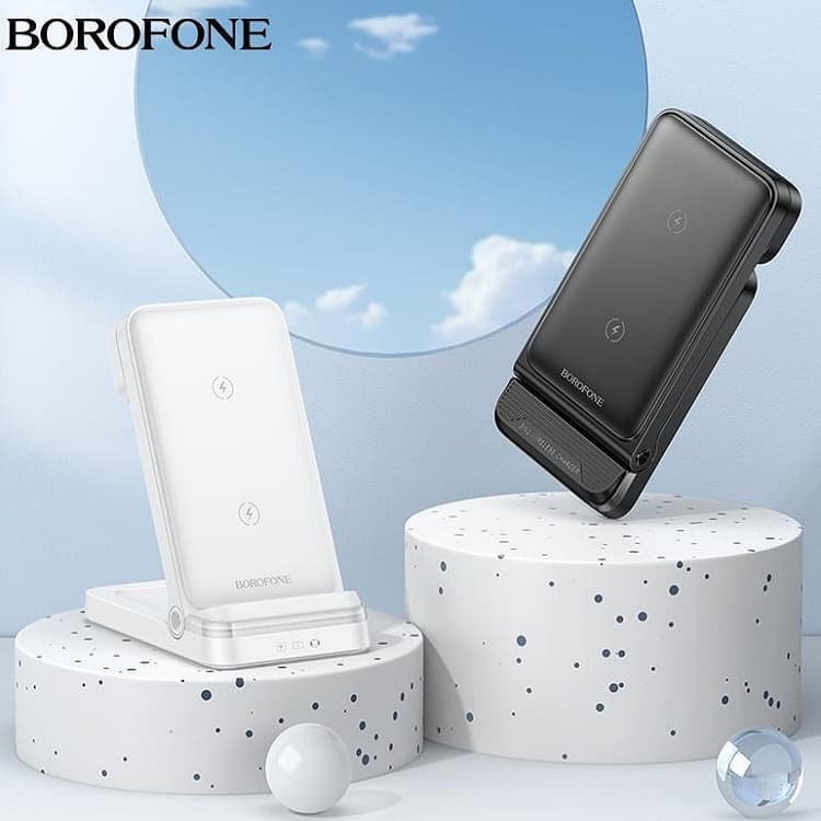 фото Беспроводное зарядное устройство 3 в 1 Borofone BQ33 15W складное черное