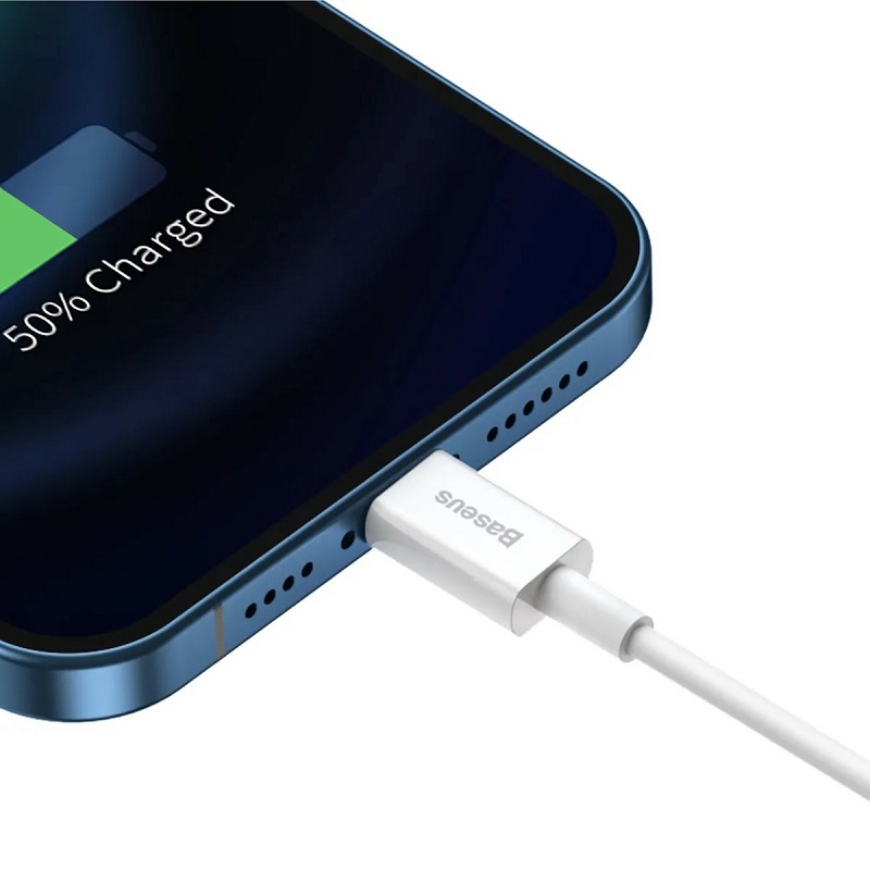 Кабель для зарядки iphone Lightning Baseus Superior CALYS-C02 2.4A 2м белый Кабель для зарядки iphone Lightning Baseus Superior CALYS-C02 2.4A 2м белый