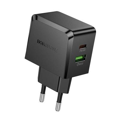 Сетевое зарядное устройство Адаптер Блок питания Borofone BAS61A PD 30W+QC3.0 18W / Type-C+USB-A чер