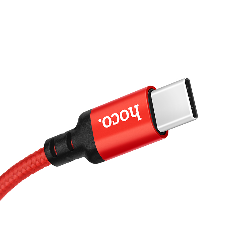 Кабель для зарядки Type-C USB HOCO X14 2м плетеный красно-черный