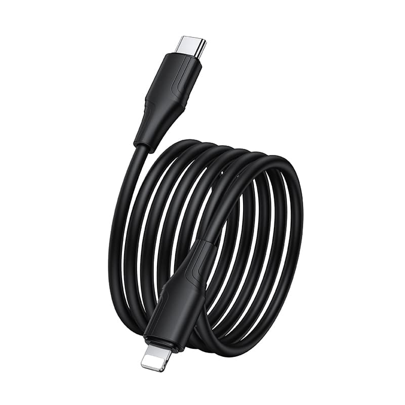Кабель для зарядки iP Lightning to Type-C HOCO X124 PD 27W 1м огнестойкий силиконовый черный