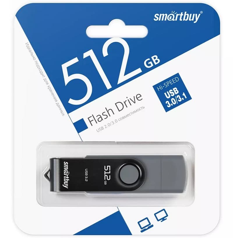 Изображение Флеш-накопитель Smartbuy Twist USB 3.0/3.1 черный 512Gb