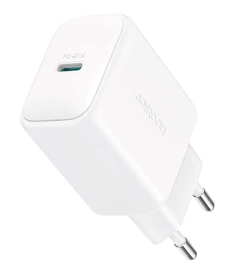 фото Сетевое зарядное устройство + кабель для iphone Lightning to Type-C Joyroom JR-TCF20EU PD 20W QC3.0 1м белый