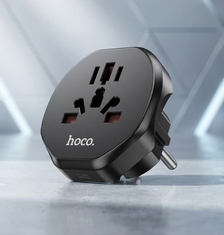 фото Сетевой переходник адаптер для евророзетки Hoco AC6 10А 250В черный