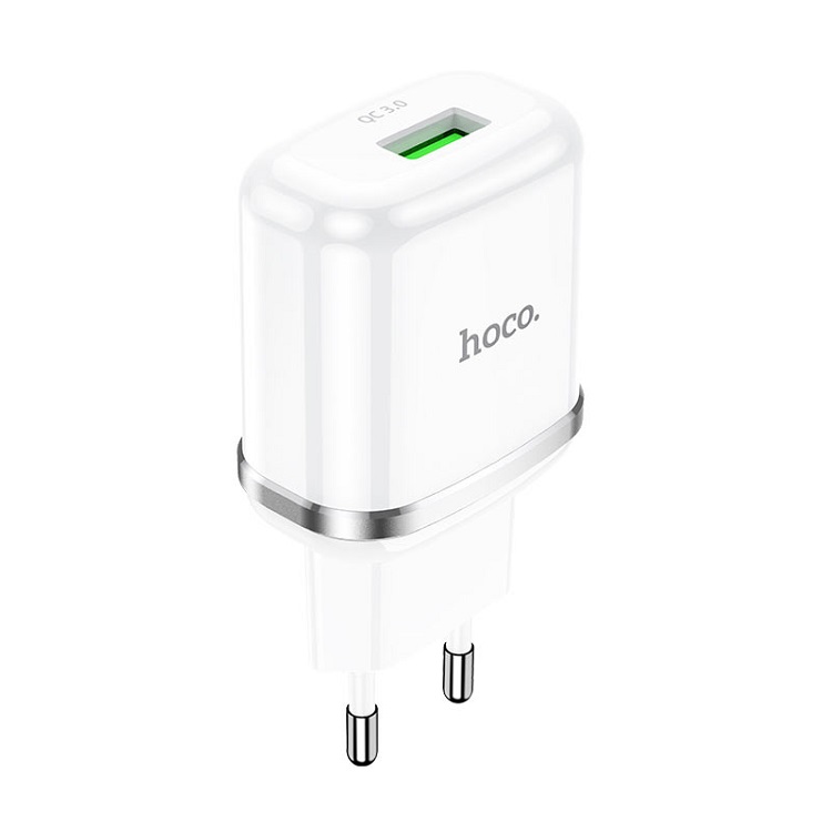 фото Сетевое зарядное устройство + кабель Type-C HOCO N3 1USB QC3.0 18W белый