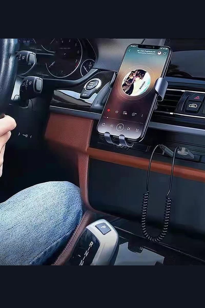 фото Блютуз aux FM трансмиттер bluetooth адаптер ресивер Hoco DUP02 1.5м пружина черный