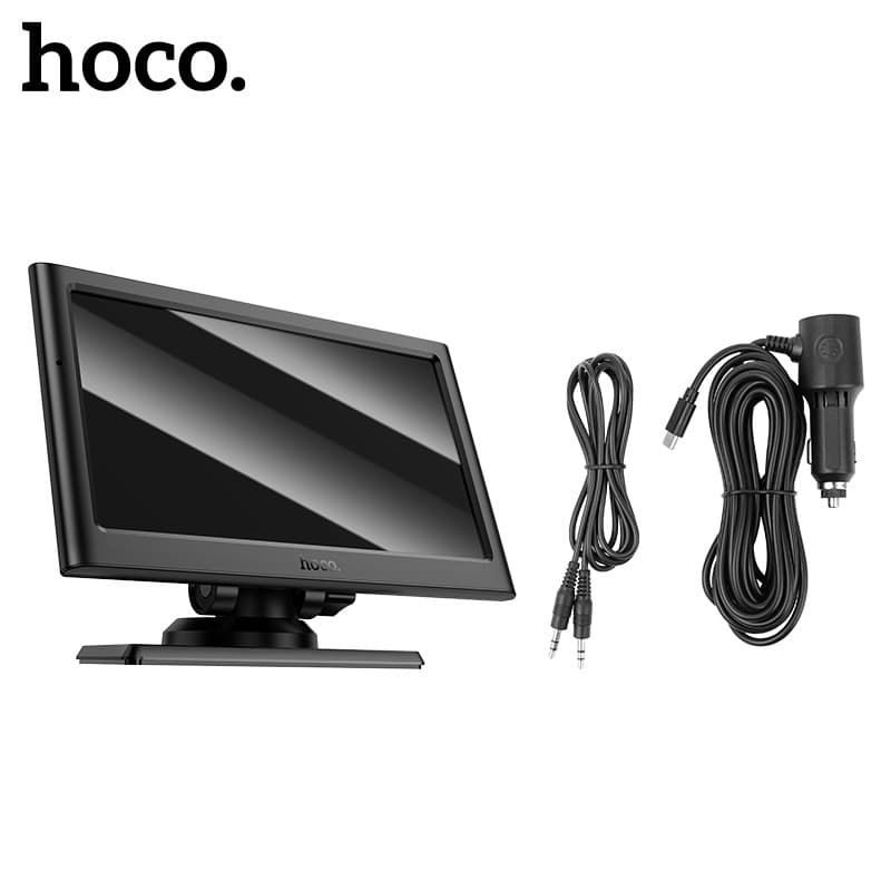 фото Автомобильный портативный беспроводной сенсорный монитор экран HOCO HU2 7d черный