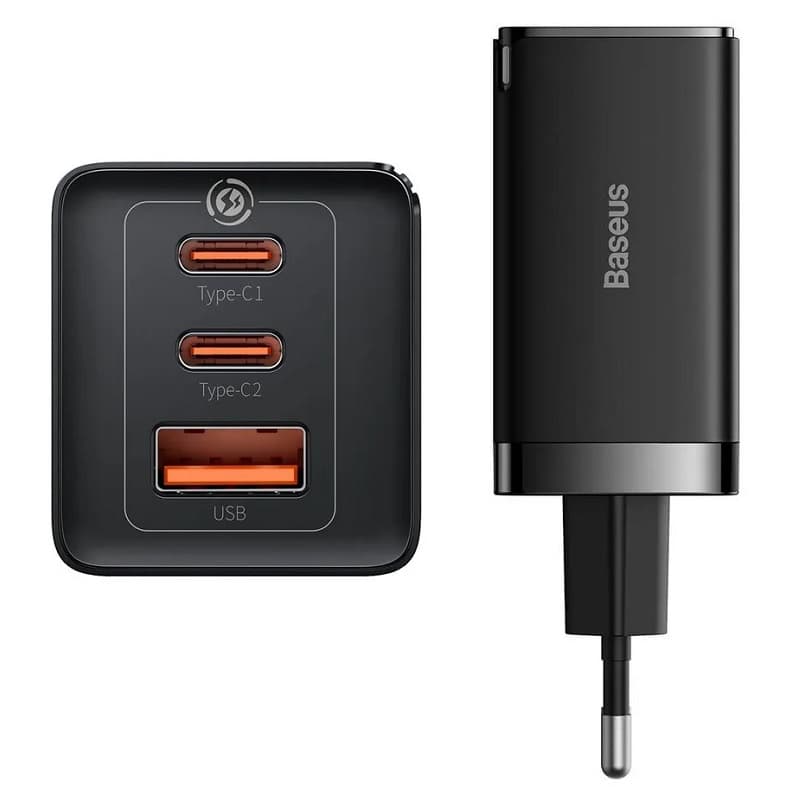 фото Сетевое зарядное устройство + кабель Type-C to Type-C Baseus GaN5 Pro USB+USB-Сx2 65W черное CCGP120201