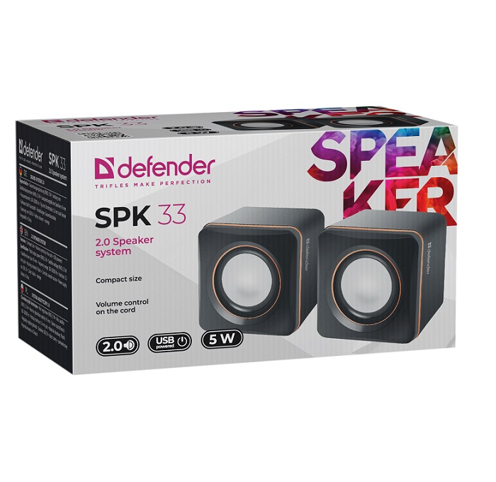 Акустическая система 2,0 DEFENDER SPK 33 черный+оранжевый 5W Акустическая система 2,0 DEFENDER SPK 33 черный+оранжевый 5W