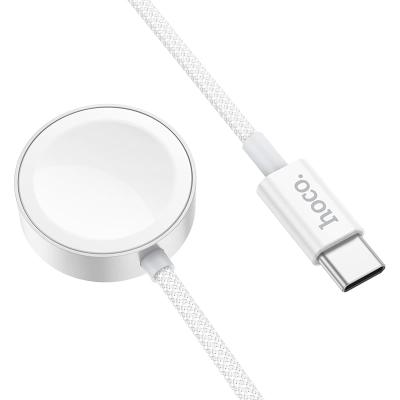Магнитное зарядное устройство кабель для часов Apple Watch и Samsung Watch 1-7 HOCO CW59 USB-C Type-C 1.2м 1A белое