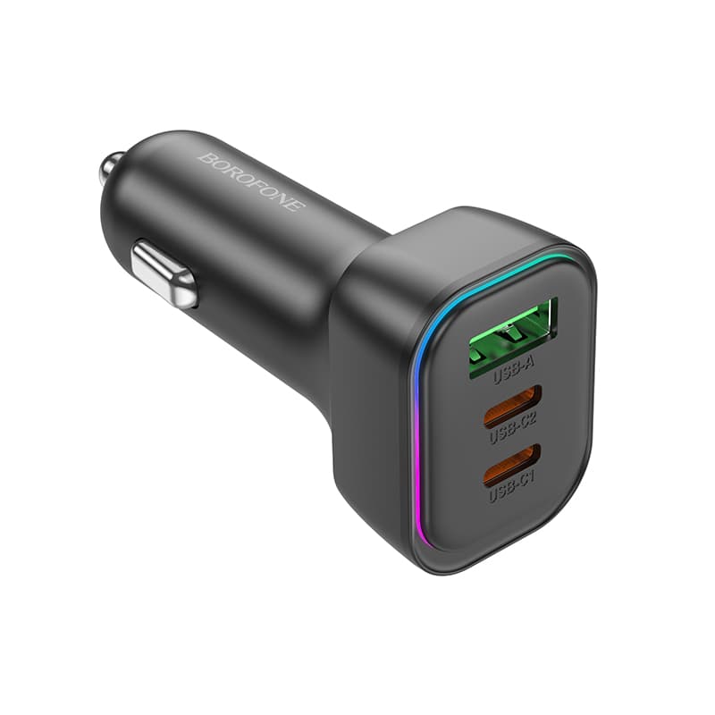 Изображение Автомобильное зарядное устройство Borofone BZ28C 60W 2PD 30W+USB 18W / 2 Type-C USB-C+USB черное фото Автомобильное зарядное устройство Borofone BZ28C 60W 2PD 30W+USB 18W / 2 Type-C USB-C+USB черное