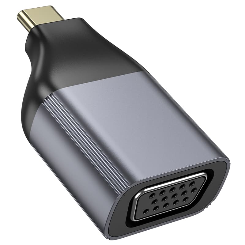Адаптер переходник конвертер с Type-C USB на VGA HOCO UA34 2K серый металл Адаптер переходник конвертер с Type-C USB на VGA HOCO UA34 2K серый металл