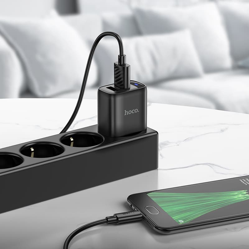 фото Сетевое зарядное устройство + кабель Micro USB HOCO C141A 2USB 2.1A 1м белый