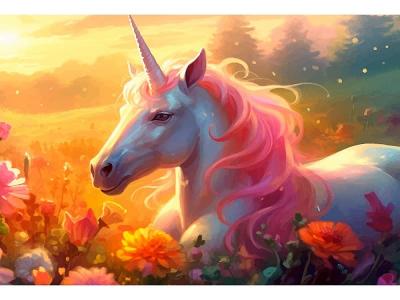 Набор для творчества алмазная мозаика Единорог в поле 17х22 полное заполнение 22 цвета подрамник деревянный Рыжий кот