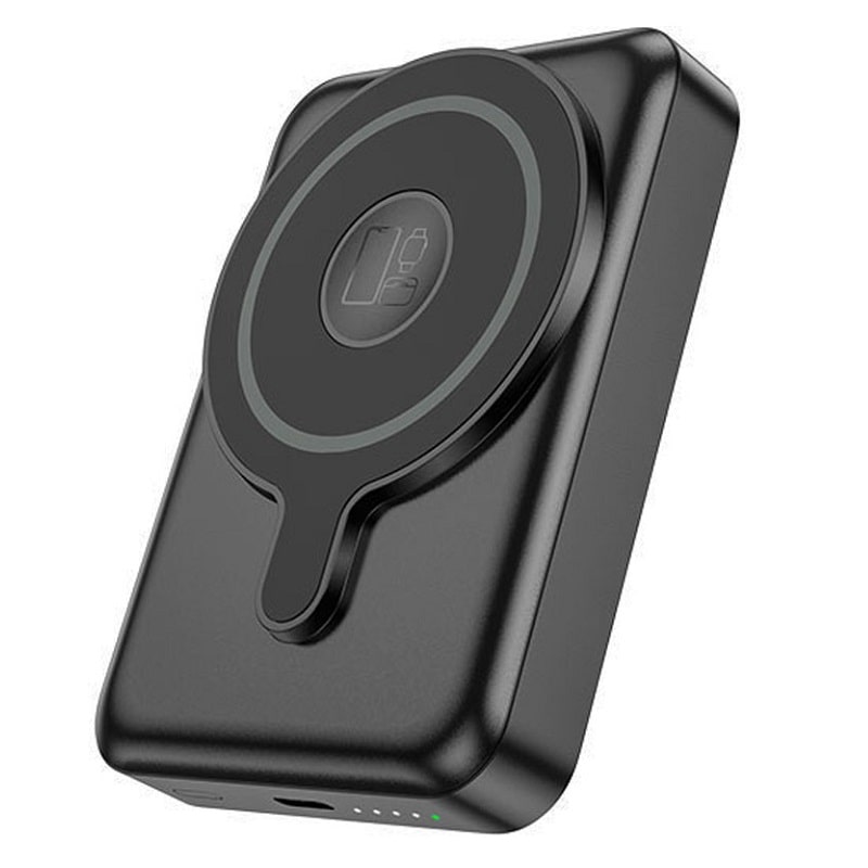 фото Внешний аккумулятор повербанк Power bank HOCO Q11 10000mAh 3в1 PD 20W с беспроводной зарядкой и магнитом черный