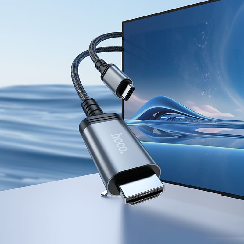 Кабель Type-C USB на HDTV 4K HD Hoco UA43 1.8м серый металл