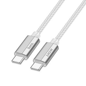 Кабель для зарядки Type-C to Type-C HOCO U134 PD 240W 5A 1.8м в тканевой оплетке серый