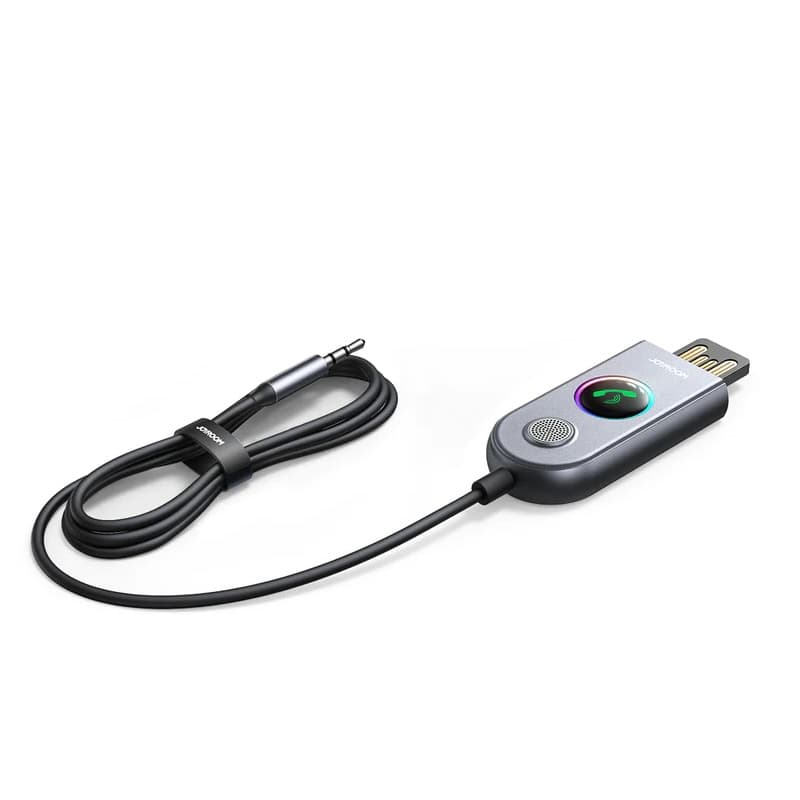 фото Блютуз aux FM трансмиттер bluetooth адаптер ресивер Joyroom JR-CB6 100cm темно-серый