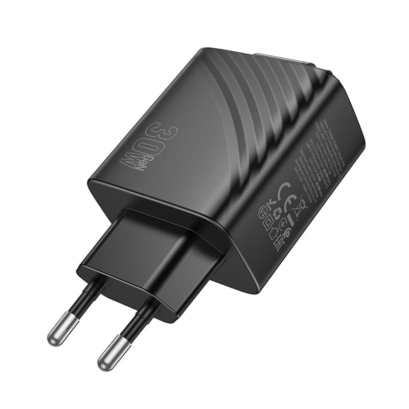 фото Сетевое зарядное устройство + выдвижной кабель Type-C HOCO N58 PD 30W черный