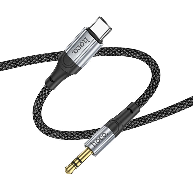 Кабель Aux Jack 3.5 - Type-C USB-C HOCO UPA26 1м плетеный черный Кабель Aux Jack 3.5 - Type-C USB-C HOCO UPA26 1м плетеный черный