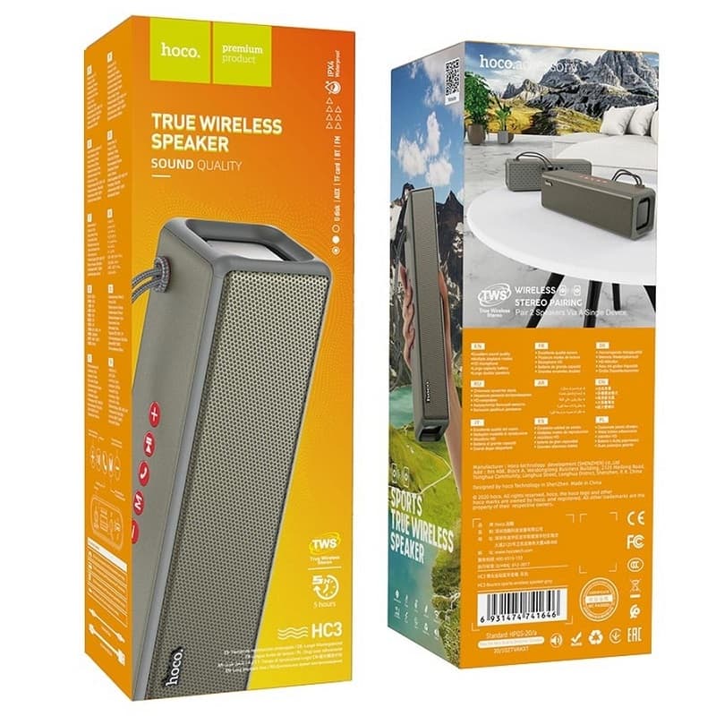 Колонка блютуз HOCO HC3 Bounce серая 2400mAh