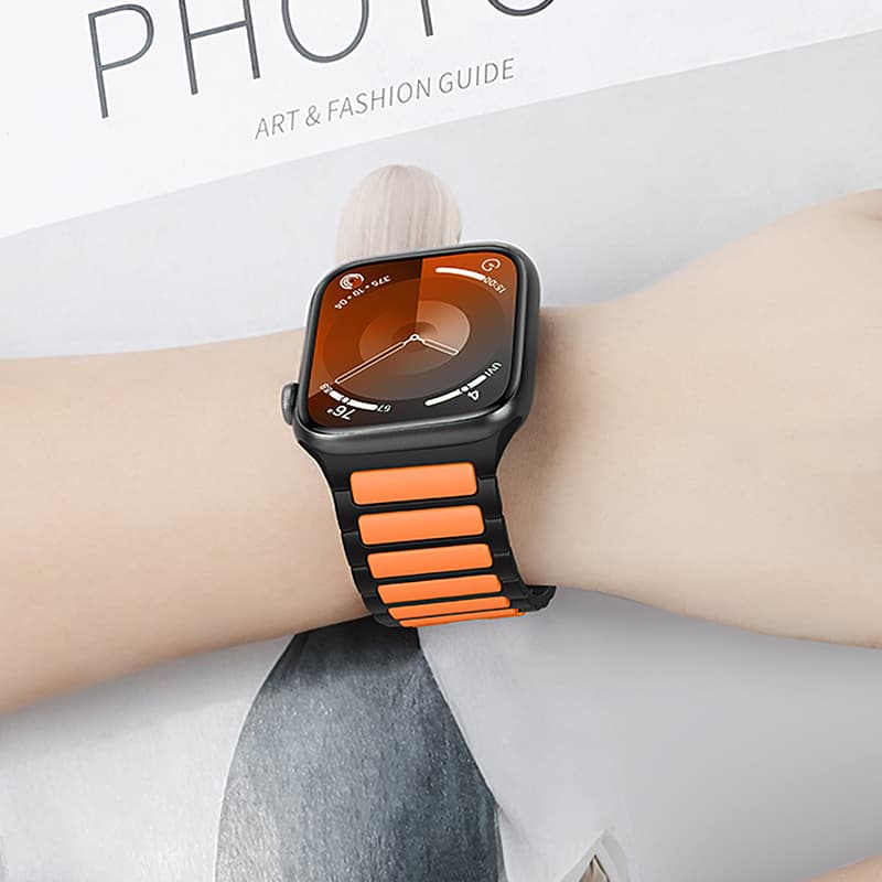 Ремешок для Apple Watch 38/40/41mm HOCO WA31 Flexible series two-color силикон бежево-оранжевый (starlight with orange)