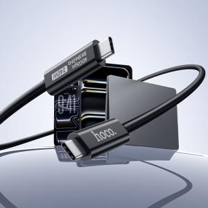 Кабель для зарядки Type-C to Type-C HOCO US15 48V/5A 240W USB4 3в1 2м зарядка/передача данных/HD-видео в оплетке черный