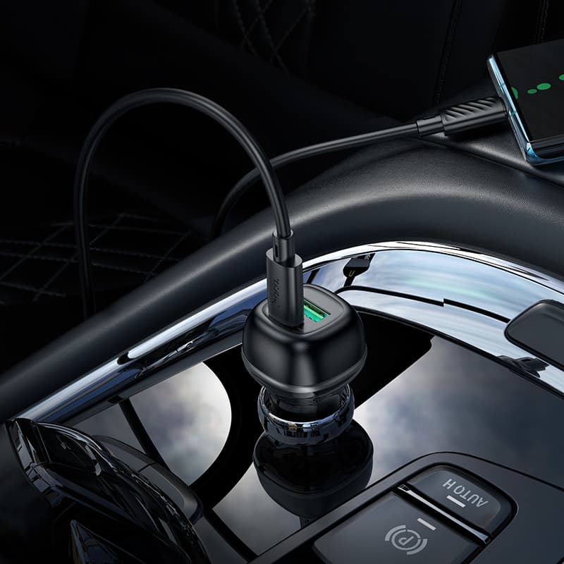 фото Автомобильное зарядное устройство + кабель Type-C to Type-C HOCO Z58A 48W PD 30W+QC3.0 3A 1м черный