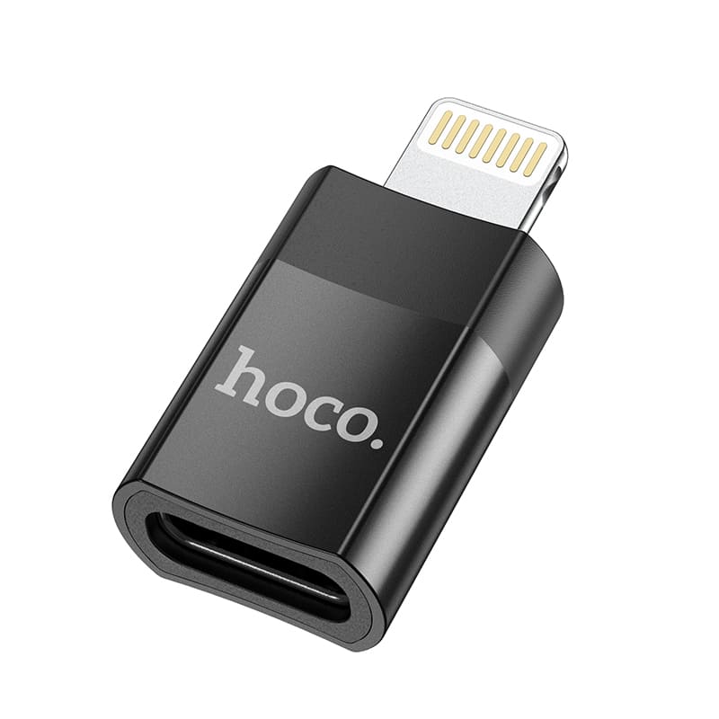 Адаптер переходник OTG с Lightning (M) на Type-C USB 2.0 (F) Hoco UA17 черный