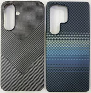 Чехол накладка для Samsung S26 карбон пластик черно-серая
