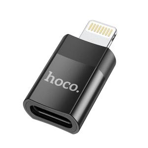 Адаптер переходник OTG с Lightning (M) на Type-C USB 2.0 (F) Hoco UA17 черный