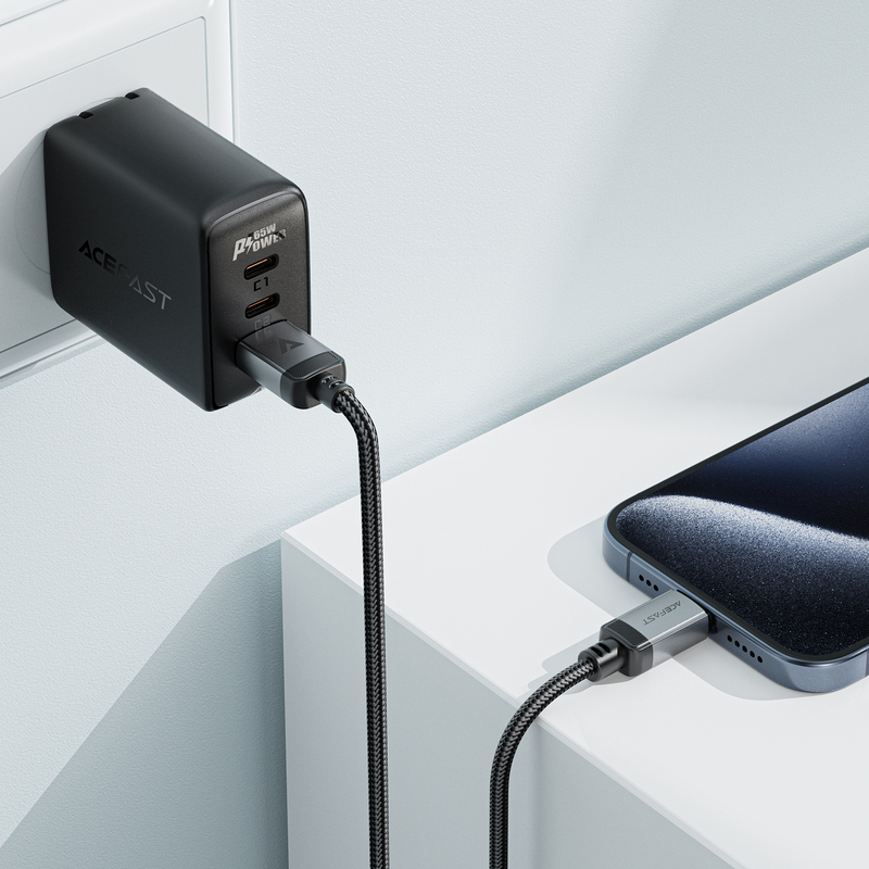 Кабель для зарядки Type-C USB Acefast C20-04 3A 1.2м в тканевой оплетке черный