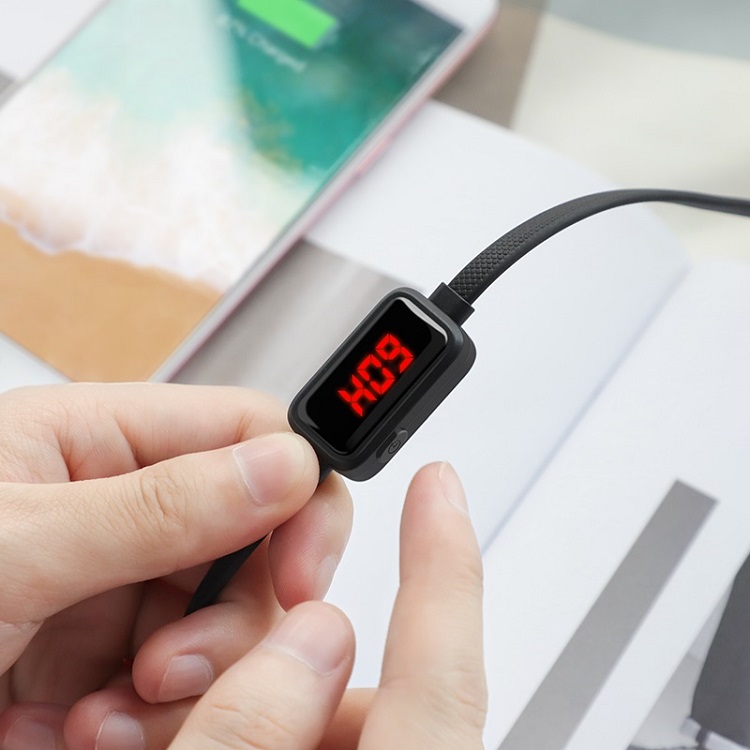 Кабель для зарядки iphone Lightning HOCO S4 2.4A с дисплеем черный